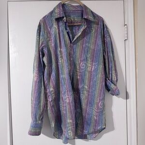 JOHNSTON & MURPHY Rainbow Colored W/Paisley Tailored Fit Long Sleeve